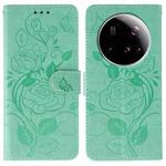 For Xiaomi 15 Ultra Rose Butterfly Embossed Leather Phone Case(Green)