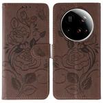 For Xiaomi 15 Ultra Rose Butterfly Embossed Leather Phone Case(Brown)