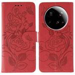 For Xiaomi 15 Ultra Rose Butterfly Embossed Leather Phone Case(Red)