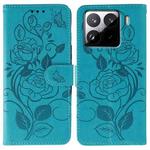 For Xiaomi 15 Pro Rose Butterfly Embossed Leather Phone Case(Blue)