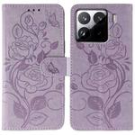 For Xiaomi 15 Pro Rose Butterfly Embossed Leather Phone Case(Purple)