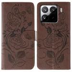 For Xiaomi 15 Pro Rose Butterfly Embossed Leather Phone Case(Brown)