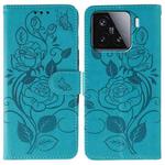 For Xiaomi 15 Rose Butterfly Embossed Leather Phone Case(Blue)