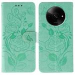 For Xiaomi Poco C61 4G Global Rose Butterfly Embossed Leather Phone Case(Green)