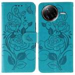 For Xiaomi Poco F7 Ultra / Redmi K80 Pro Rose Butterfly Embossed Leather Phone Case(Blue)