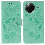 For Xiaomi Poco F7 Ultra / Redmi K80 Pro Rose Butterfly Embossed Leather Phone Case(Green)