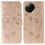 For Xiaomi Poco F7 Ultra / Redmi K80 Pro Rose Butterfly Embossed Leather Phone Case(Rose Gold)