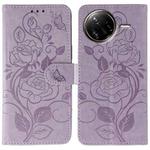 For Xiaomi Poco F7 Ultra / Redmi K80 Pro Rose Butterfly Embossed Leather Phone Case(Purple)