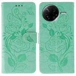 For Xiaomi Poco F7 Pro / Redmi K80 Rose Butterfly Embossed Leather Phone Case(Green)