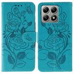 For Xiaomi 14T Pro Rose Butterfly Embossed Leather Phone Case(Blue)