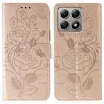 For Xiaomi 14T Pro Rose Butterfly Embossed Leather Phone Case(Rose Gold)