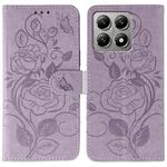 For Xiaomi 14T Pro Rose Butterfly Embossed Leather Phone Case(Purple)