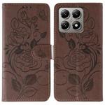 For Xiaomi 14T Pro Rose Butterfly Embossed Leather Phone Case(Brown)
