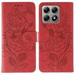For Xiaomi 14T Pro Rose Butterfly Embossed Leather Phone Case(Red)
