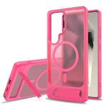 For Samsung Galaxy S24 Ultra 5G Frosted Holder PC Hybrid TPU MagSafe Phone Case(Rose Red)