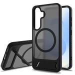 For Samsung Galaxy S25 5G Frosted Holder PC Hybrid TPU MagSafe Phone Case(Black)