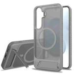 For Samsung Galaxy S24+ 5G Frosted Holder PC Hybrid TPU MagSafe Phone Case(Dark Grey)
