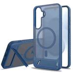 For Samsung Galaxy S24+ 5G Frosted Holder PC Hybrid TPU MagSafe Phone Case(Royal Blue)