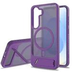 For Samsung Galaxy S23+ 5G Frosted Holder PC Hybrid TPU MagSafe Phone Case(Purple)