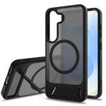 For Samsung Galaxy S23 5G Frosted Holder PC Hybrid TPU MagSafe Phone Case(Black)