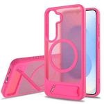 For Samsung Galaxy S23 5G Frosted Holder PC Hybrid TPU MagSafe Phone Case(Rose Red)