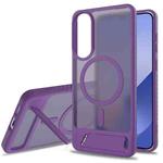 For Samsung Galaxy S25 Edge 5G Frosted Holder PC Hybrid TPU MagSafe Phone Case(Purple)