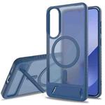 For Samsung Galaxy S25 Edge 5G Frosted Holder PC Hybrid TPU MagSafe Phone Case(Royal Blue)