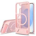 For Samsung Galaxy S24 5G Frosted Holder PC Hybrid TPU MagSafe Phone Case(Pink)