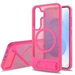 For Samsung Galaxy S24 5G Frosted Holder PC Hybrid TPU MagSafe Phone Case(Rose Red)