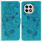For OnePlus Ace 5 Pro / Ace 5 Rose Butterfly Embossed Leather Phone Case(Blue)