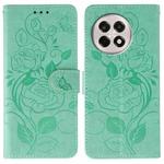 For OnePlus Ace 5 Pro / Ace 5 Rose Butterfly Embossed Leather Phone Case(Green)