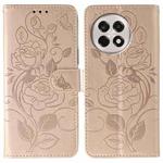 For OnePlus Ace 5 Pro / Ace 5 Rose Butterfly Embossed Leather Phone Case(Rose Gold)
