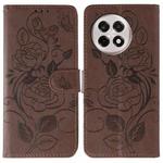 For OnePlus Ace 5 Pro / Ace 5 Rose Butterfly Embossed Leather Phone Case(Brown)