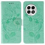 For OnePlus 13 Rose Butterfly Embossed Leather Phone Case(Green)