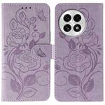 For OnePlus 13 Rose Butterfly Embossed Leather Phone Case(Purple)