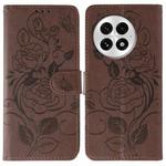 For OnePlus 13 Rose Butterfly Embossed Leather Phone Case(Brown)