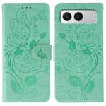 For OnePlus Nord 4 Rose Butterfly Embossed Leather Phone Case(Green)
