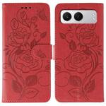 For OnePlus Nord 4 Rose Butterfly Embossed Leather Phone Case(Red)