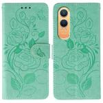 For OnePlus Nord CE4 Lite Global Rose Butterfly Embossed Leather Phone Case(Green)