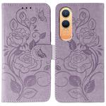 For OnePlus Nord CE4 Lite Global Rose Butterfly Embossed Leather Phone Case(Purple)