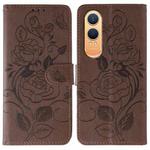 For OnePlus Nord CE4 Lite Global Rose Butterfly Embossed Leather Phone Case(Brown)