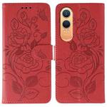 For OnePlus Nord CE4 Lite Global Rose Butterfly Embossed Leather Phone Case(Red)