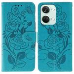 For OnePlus Nord 3 5G / Ace 2V Rose Butterfly Embossed Leather Phone Case(Blue)