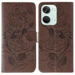 For OnePlus Nord 3 5G / Ace 2V Rose Butterfly Embossed Leather Phone Case(Brown)
