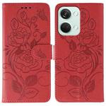 For OnePlus Nord 3 5G / Ace 2V Rose Butterfly Embossed Leather Phone Case(Red)
