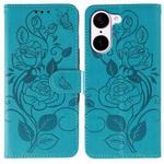 For OnePlus Nord CE5 Rose Butterfly Embossed Leather Phone Case(Blue)