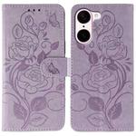For OnePlus Nord CE5 Rose Butterfly Embossed Leather Phone Case(Purple)