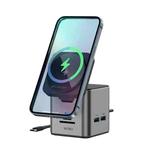 WiWU Wi-W025 9 in 1 HUB Docking Station Magnetic 15W Wireless Charger(Grey)