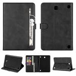 For Samsung Galaxy Tab A8.0 (2015) T35 Fashion Calf Texture Zipper Horizontal Flip Leather Case with Stand & Card Slots & Wallet & Wake-up / Sleep Function(Black)