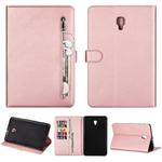 For Samsung Galaxy Tab A8.0 (2017) T380 Fashion Calf Texture Zipper Horizontal Flip Leather Case with Stand & Card Slots & Wallet & Wake-up / Sleep Function(Rose Gold)